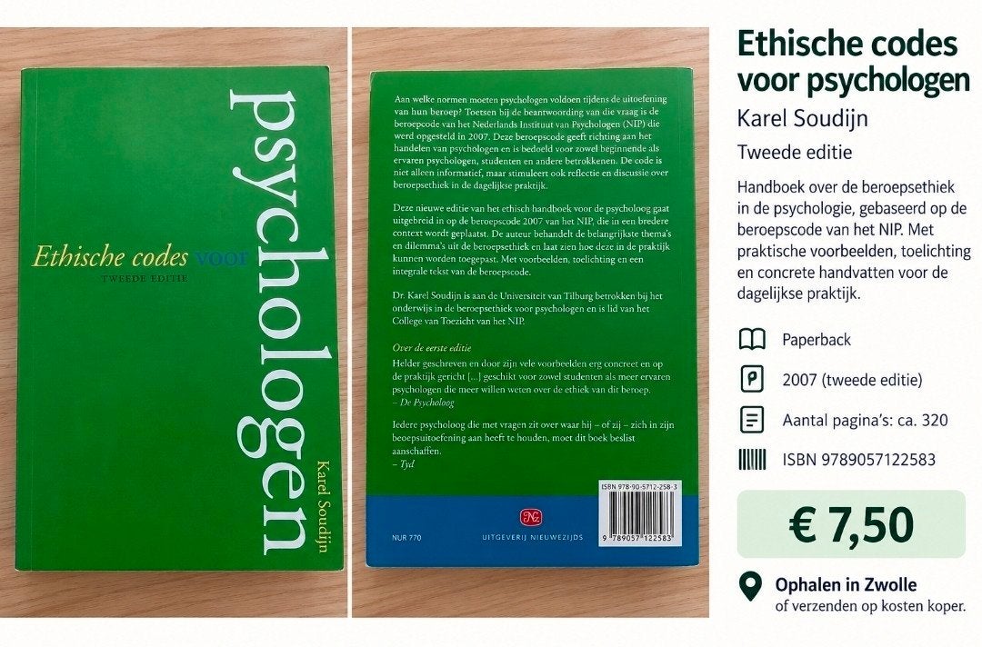 Ethische codes voor psychologen - Karel Soudijn, Ophalen of Verzenden, Zo goed als nieuw, Klinische psychologie, Karel Soudijn