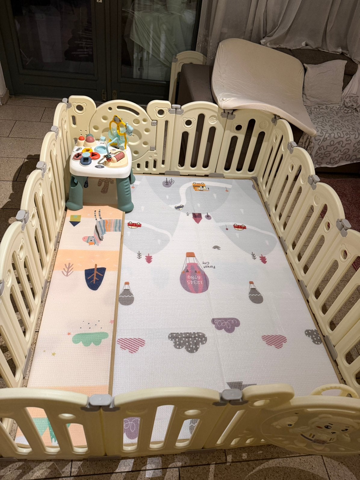 Playpen-Speelbox voor baby dreumes en peuters, Ophalen, Zo goed als nieuw, Rechthoekig, Boxkleed