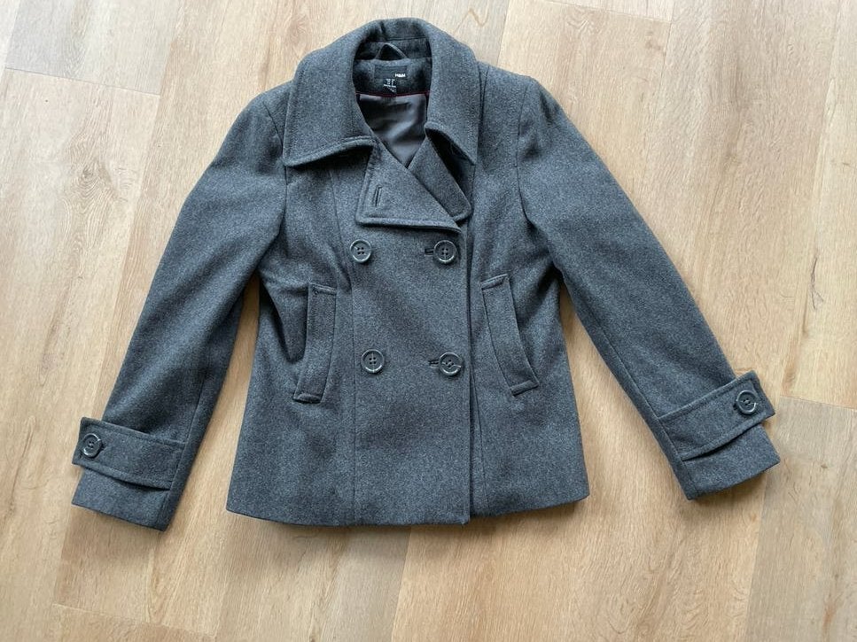 H&M grijze wollen jas maat 38 (m), Ophalen of Verzenden, Zo goed als nieuw, Maat 38/40 (M), Grijs