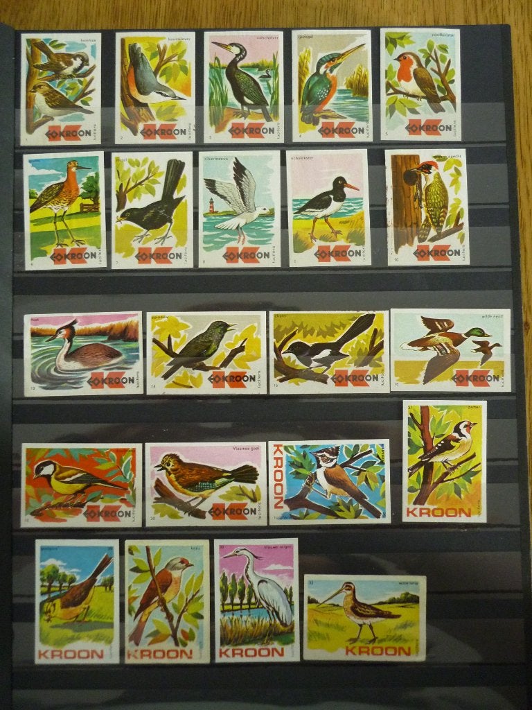 Verzameling luciferplaatjes Kroon - Vogels, Verzamelen, Ophalen of Verzenden, Zo goed als nieuw, Luciferdoosjes of -merken