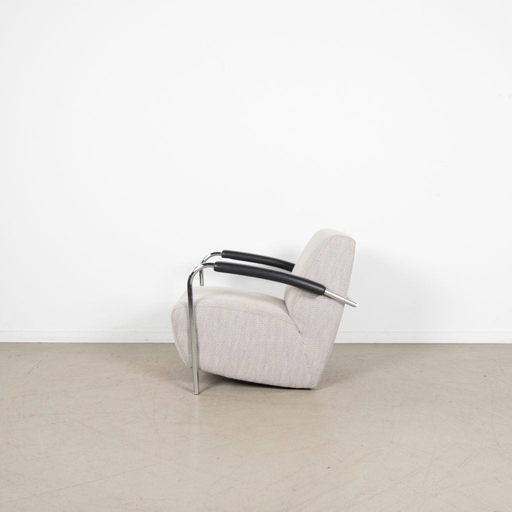 Leolux Scylla Laag Fauteuil Lichtgrijs Gemêleerd Stof, Niet ingevuld, Zo goed als nieuw, Niet ingevuld, Niet ingevuld