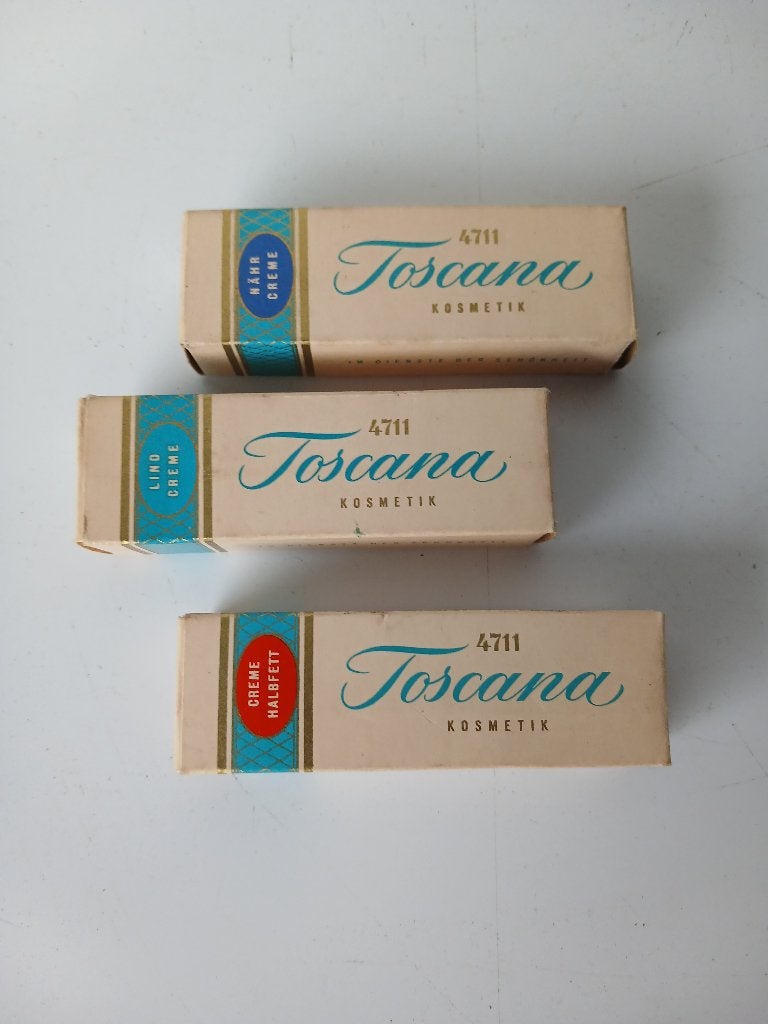 RARITEIT !!!!  3 verschillende 4711 Toscana creme miniatuur, Ophalen of Verzenden, Nieuw, Miniatuur, Gevuld