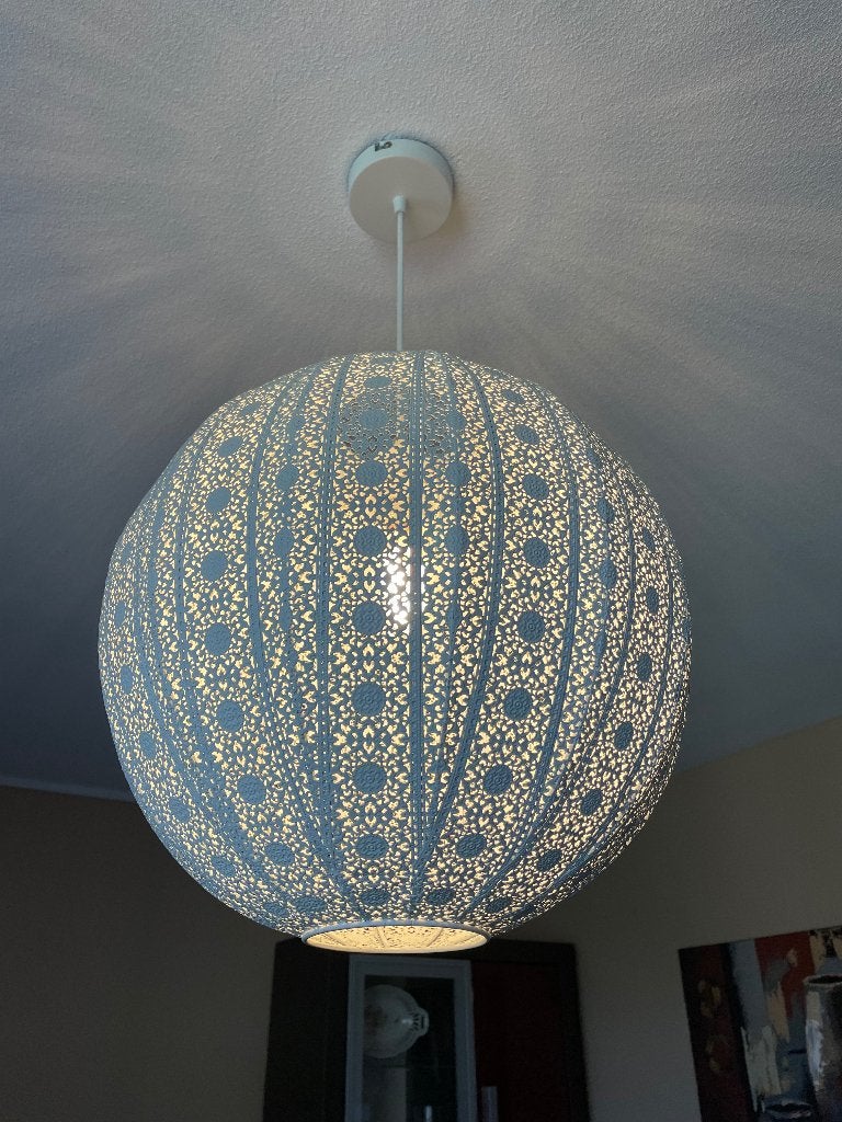 Hanglamp Aisha wit metaal E27 lichtbron, Zo goed als nieuw, E27 (groot), Ophalen of Verzenden, Metaal