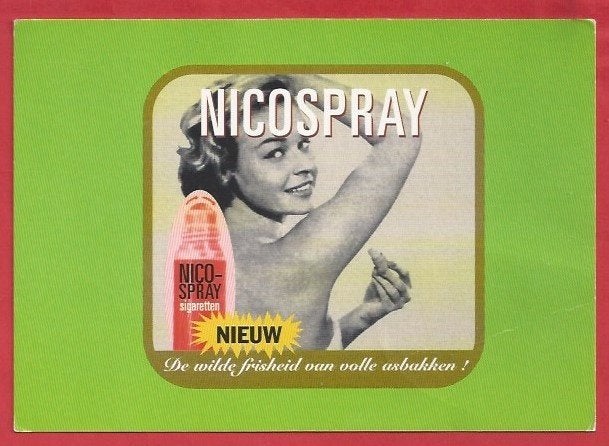 Vintage Boomerang Cult Card: Nicospray Sigaretten, Verzamelen, Ophalen of Verzenden, 1960 tot 1980, Ongelopen, Noord-Brabant