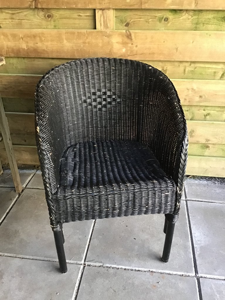 Rotanstoel zwart, Ophalen, Gebruikt, Zwart, Riet of Rotan
