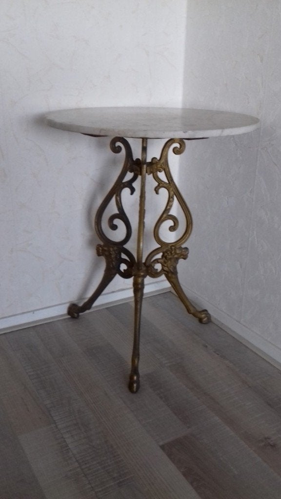 Salontafel (antiek) met marmerenblad, Ophalen, 50 – 75, Gebruikt, 50 tot 100 cm