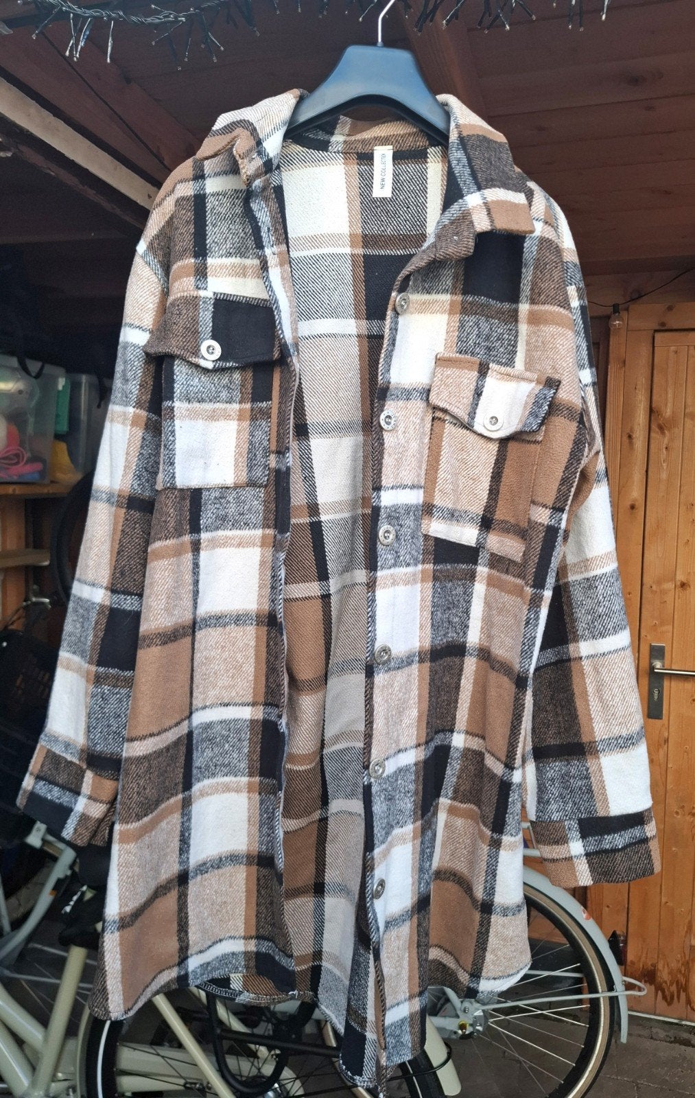 lange geruite blouse/ houthakkers jas zgan, Ophalen of Verzenden, Zo goed als nieuw, Maat 42/44 (L), Overige kleuren