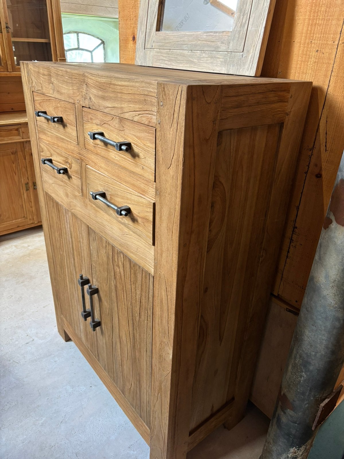 Teakhouten kast topkwaliteit met lades en deuren, Ophalen, Teakhout, Hoevesteenwijkerwold@gmail.com, 25 tot 50 cm