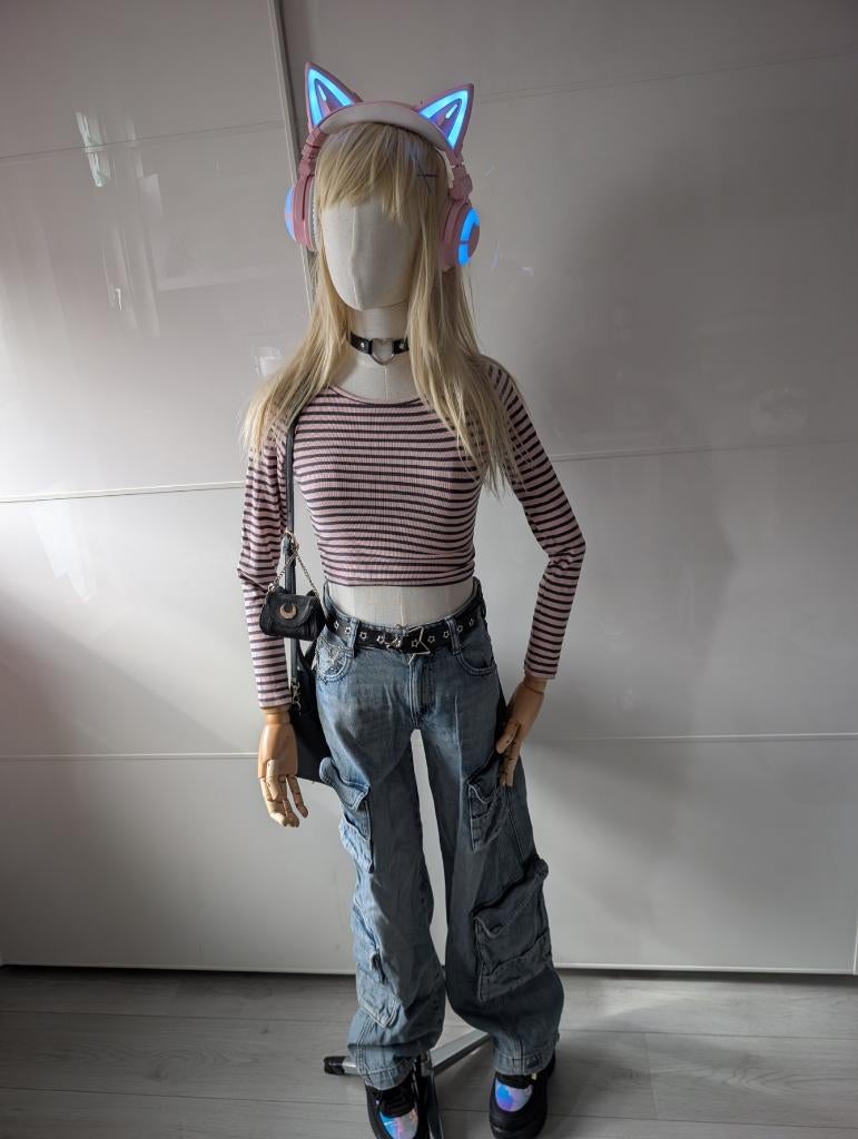 Zara High-Waisted Cargo Jeans | Mid-Wash | Verstelbare Pijp, Blauw, Zara, Ophalen of Verzenden, Zo goed als nieuw