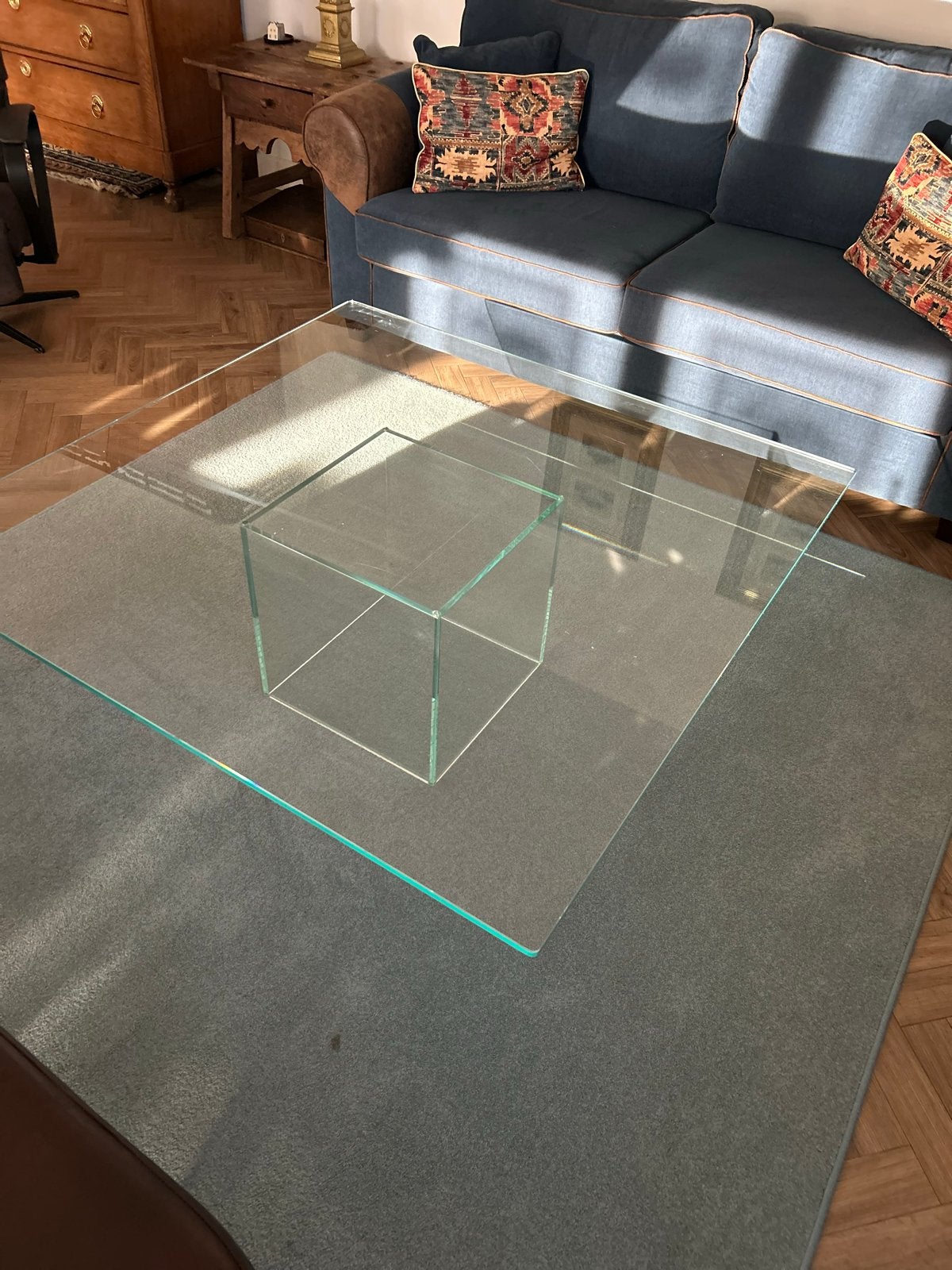Mooie glazen salontafel 120x120x40 cm - Eyecatcher, Ophalen, Gebruikt, 100 tot 150 cm, Vierkant