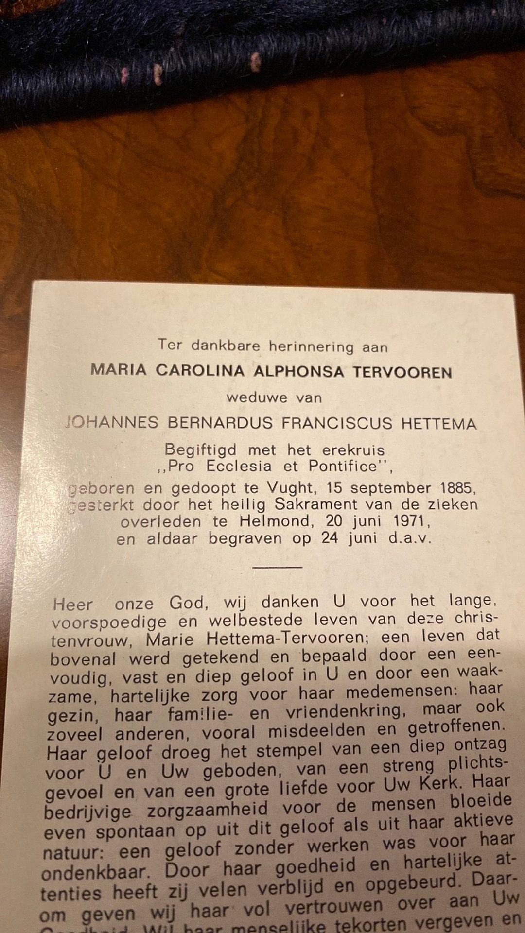 MCA Hettema - Tervooren 1885 Vught 1971 Helmond, Ophalen of Verzenden