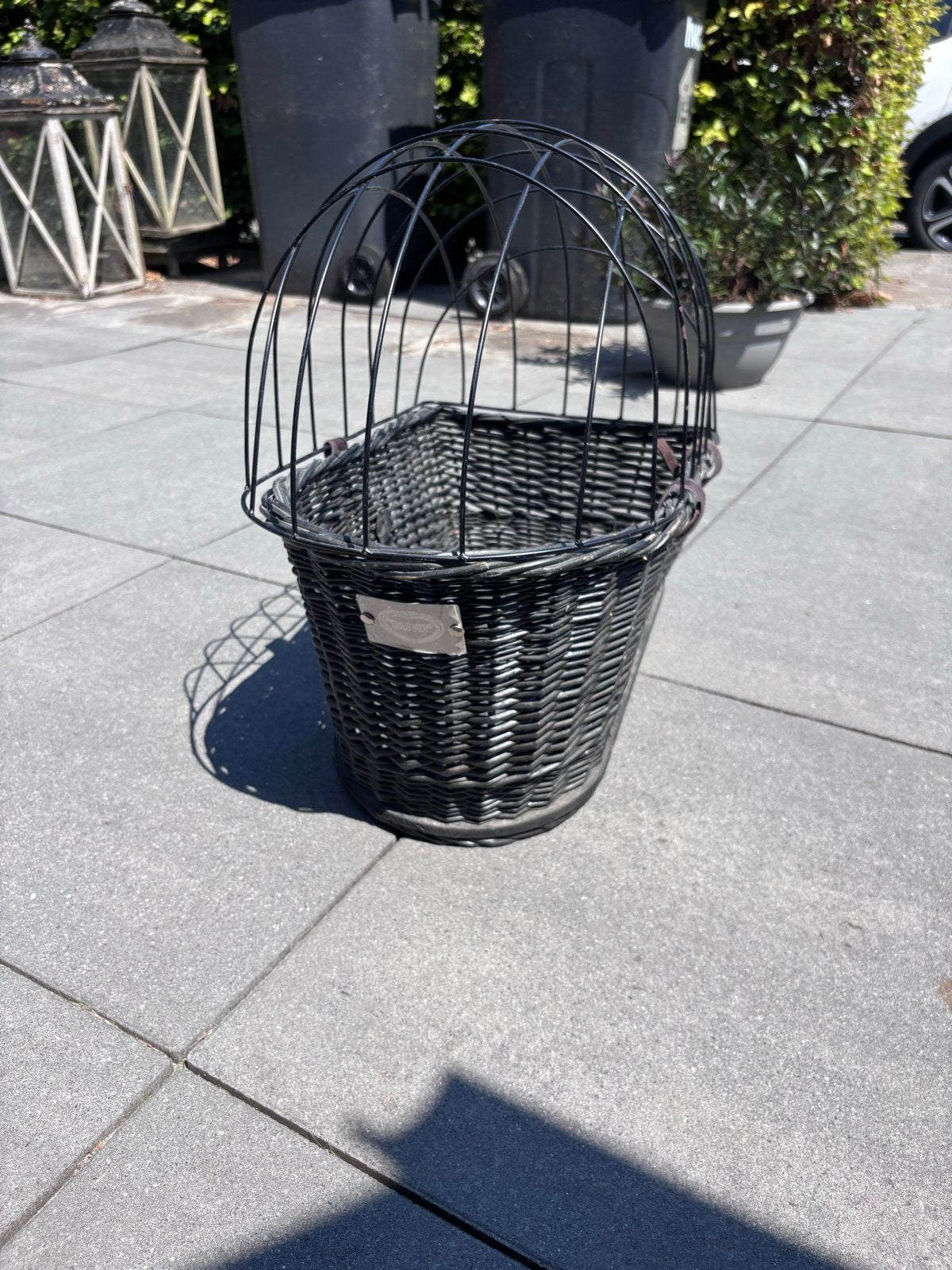 Hondenfietsmand met tralies - Zwart riet, Ophalen, Gebruikt, Hondenkar, Minder dan 20 kg