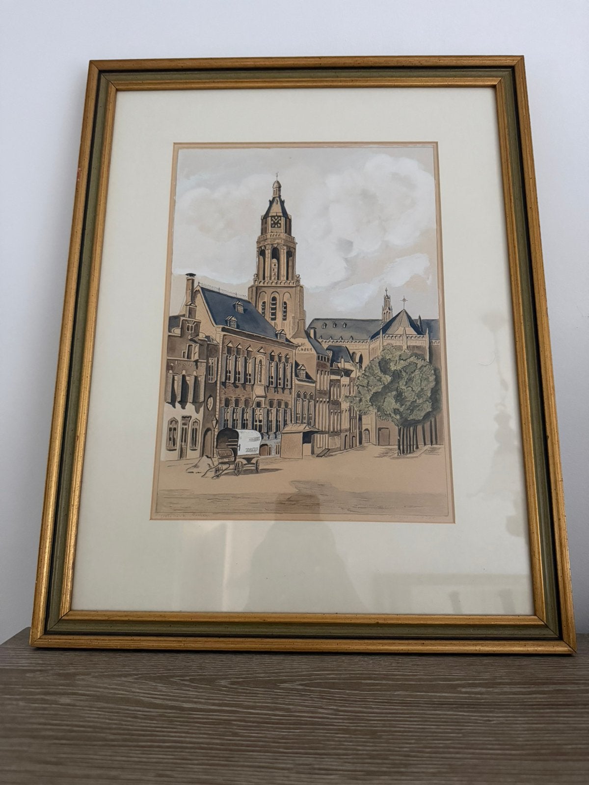 Prachtige Ets Arnhem Eusebiuskerk – H.E. Roodenburg (1925), Ophalen of Verzenden, Ets, Potloodtekening, Achter glas