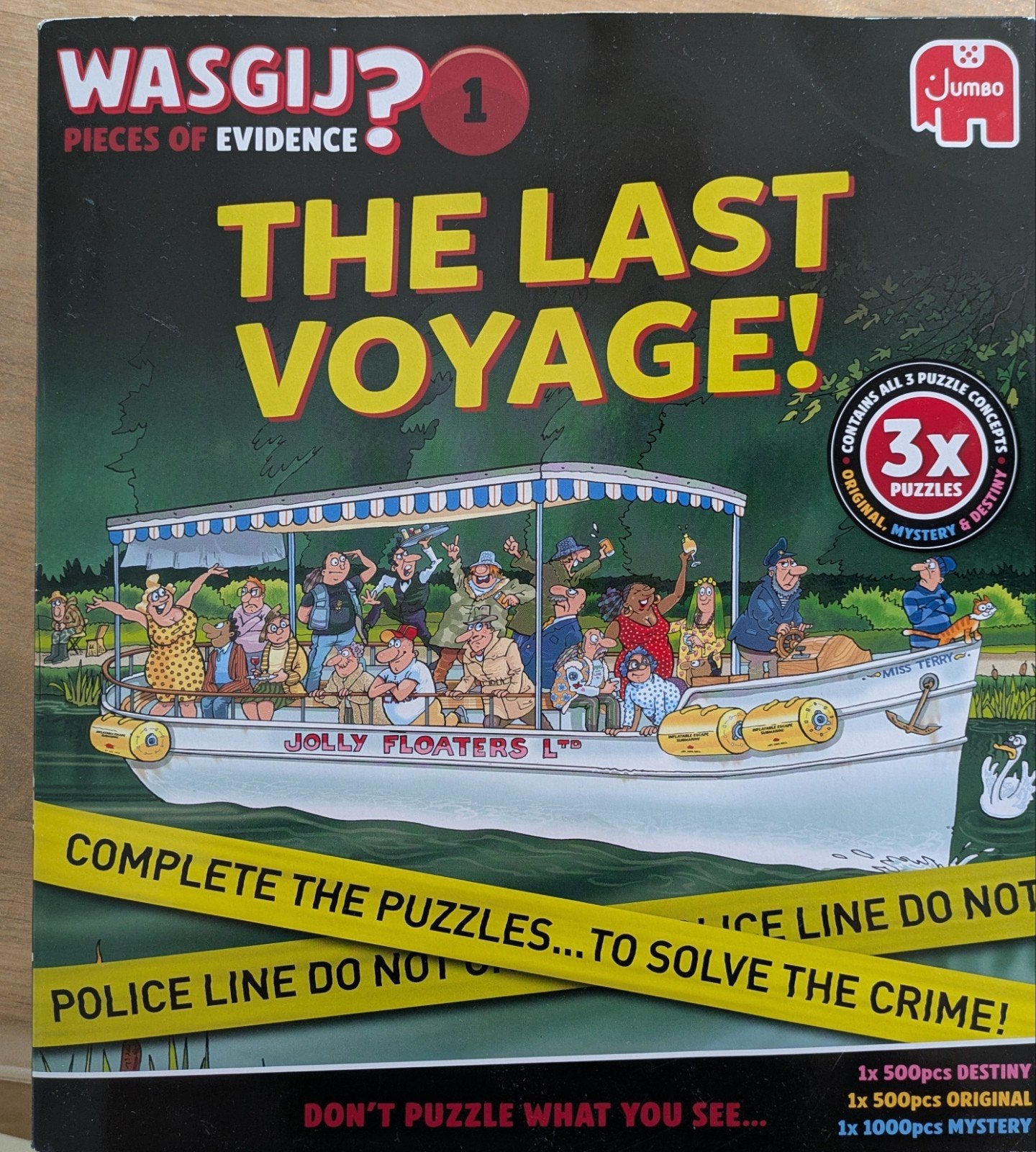 Wasgij Puzzel Moordmysterie! 3 in 1 - The Last Voyage, Ophalen of Verzenden, 500 t/m 1500 stukjes, Gebruikt, Legpuzzel
