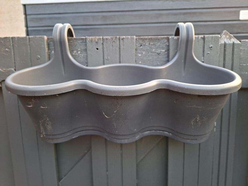 Grijze kunststof bloembak (3 STUKS)voor balkon of schutting, Tuin en Terras, Bloembakken en Plantenbakken, Kunststof, Gebruikt