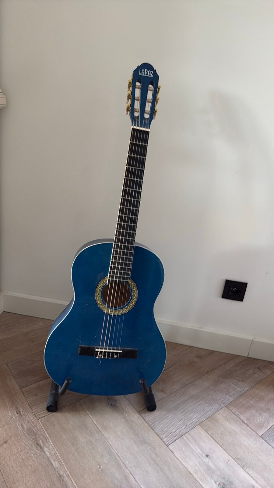 LaPaz Klassieke Gitaar - Blauw +standaard, Ophalen of Verzenden, Gebruikt, Klassieke of Spaanse gitaar