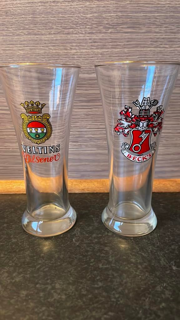 Vintage Veltins pilsener en Beck’s bierglas, Ophalen, Zo goed als nieuw, Bierglas