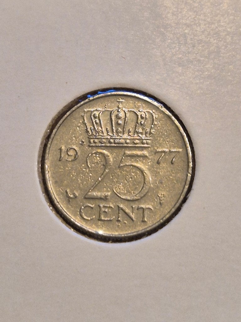 Nederland - 25 Cent 1977, Verzenden, Koningin Juliana, 25 cent, Losse munt