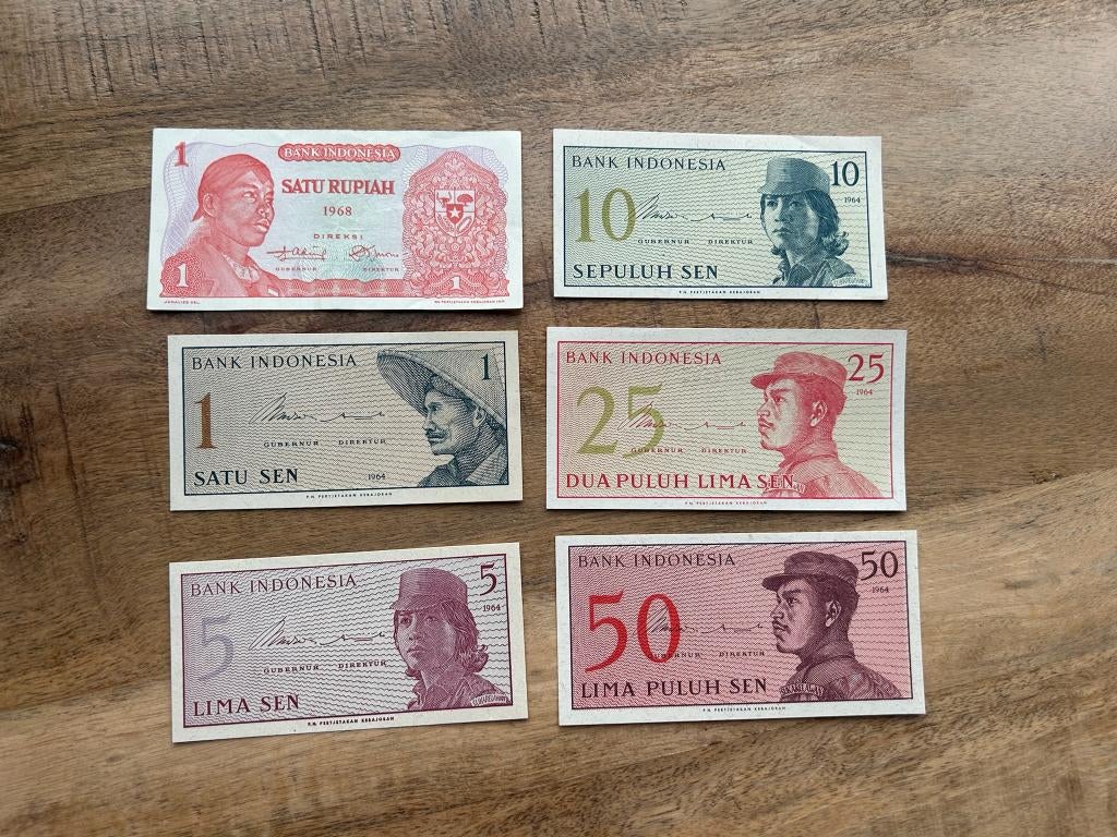 Indonesische Lima biljetten, Postzegels en Munten, Bankbiljetten | Azië, Ophalen of Verzenden, Zuidoost-Azië