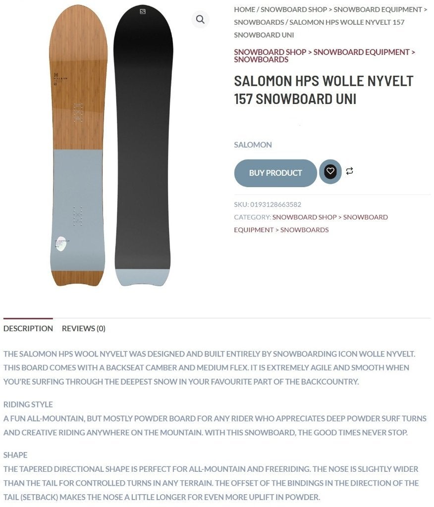 Salomon HPS Wolle Nyvelt 2022 157 (m2404878339) — Snowboarden