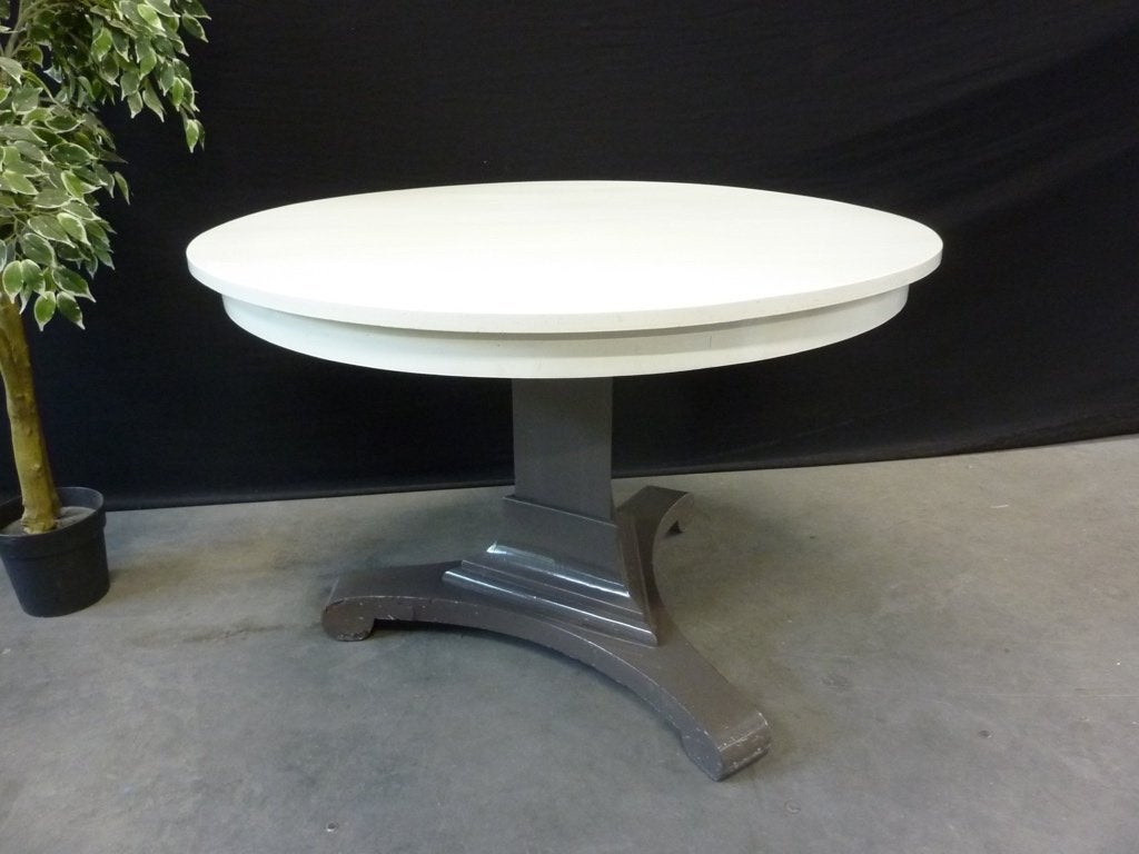 Gave ronde eetkamertafel / antieke tafel wit gelakt eettafel, Ophalen, Gebruikt, Handelsonderneming Hendriksen, Grenenhout