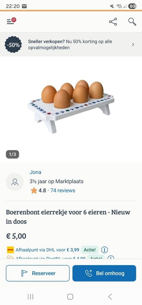Eierekje, Ophalen of Verzenden