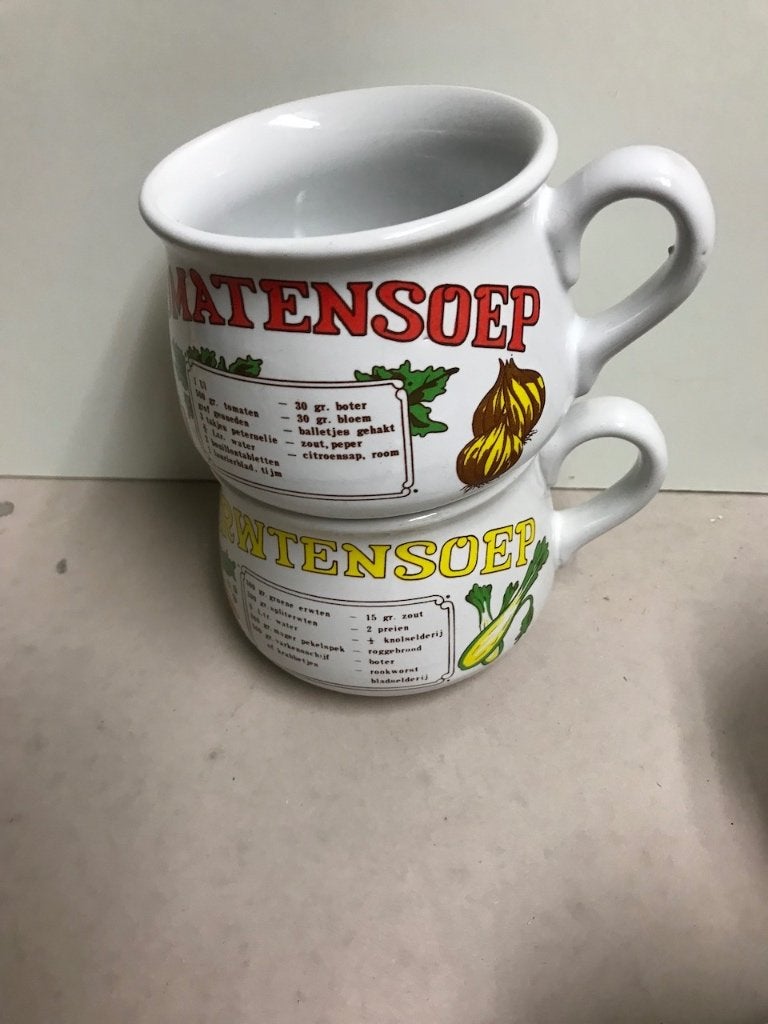 Vintage Soepkommen 'Soep van de Dag' met Recepten, Gebruikt, Overige merken, Keramiek, Vintage
