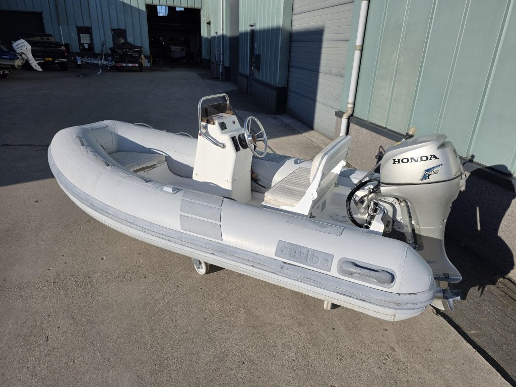 Caribe Rib rubberboot met 10pk Honda, Watersport en Boten, Rubberboten, Overige merken, Voorling, 140, Gebruikt, Bakker Boten