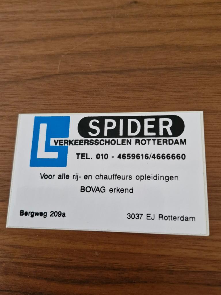 8212 Sticker Verkeersscholen Rotterdam - Spider, Ophalen of Verzenden