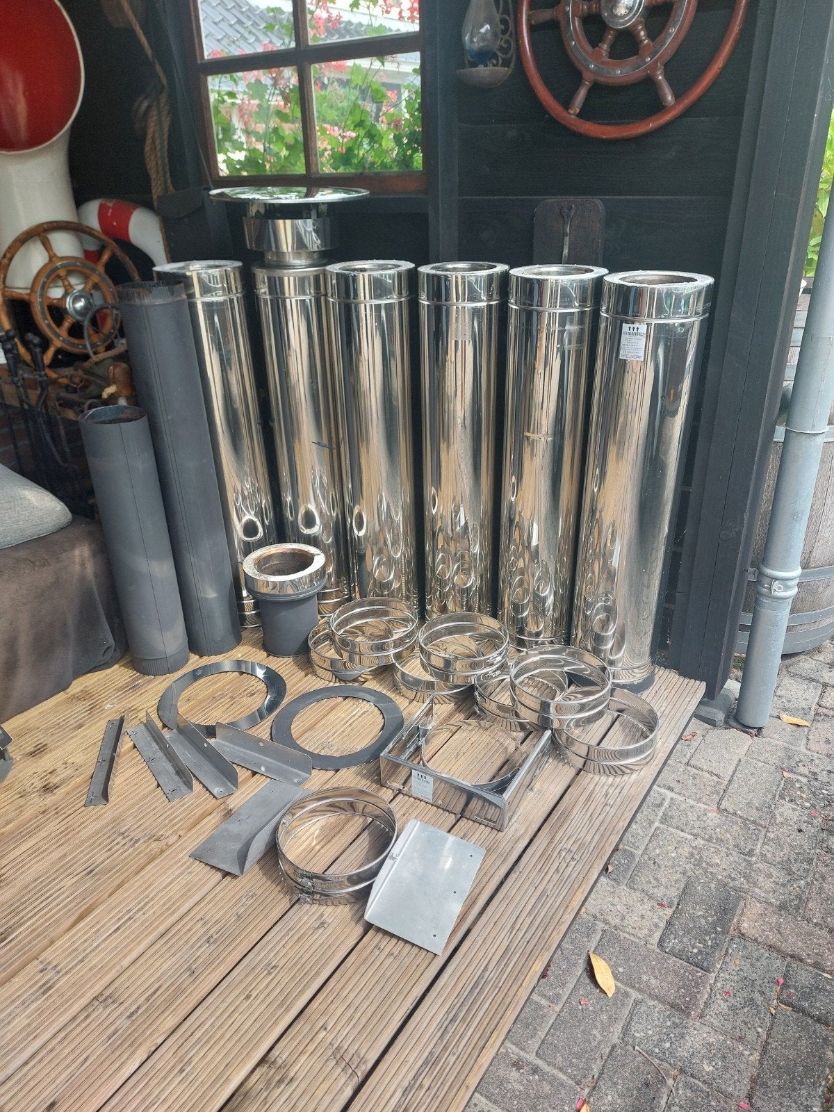 Dubbelwandige Rvs Isoduct kachelpijpen houtkachel rookkanaal, Ophalen, Zo goed als nieuw, Hout, Houtkachel