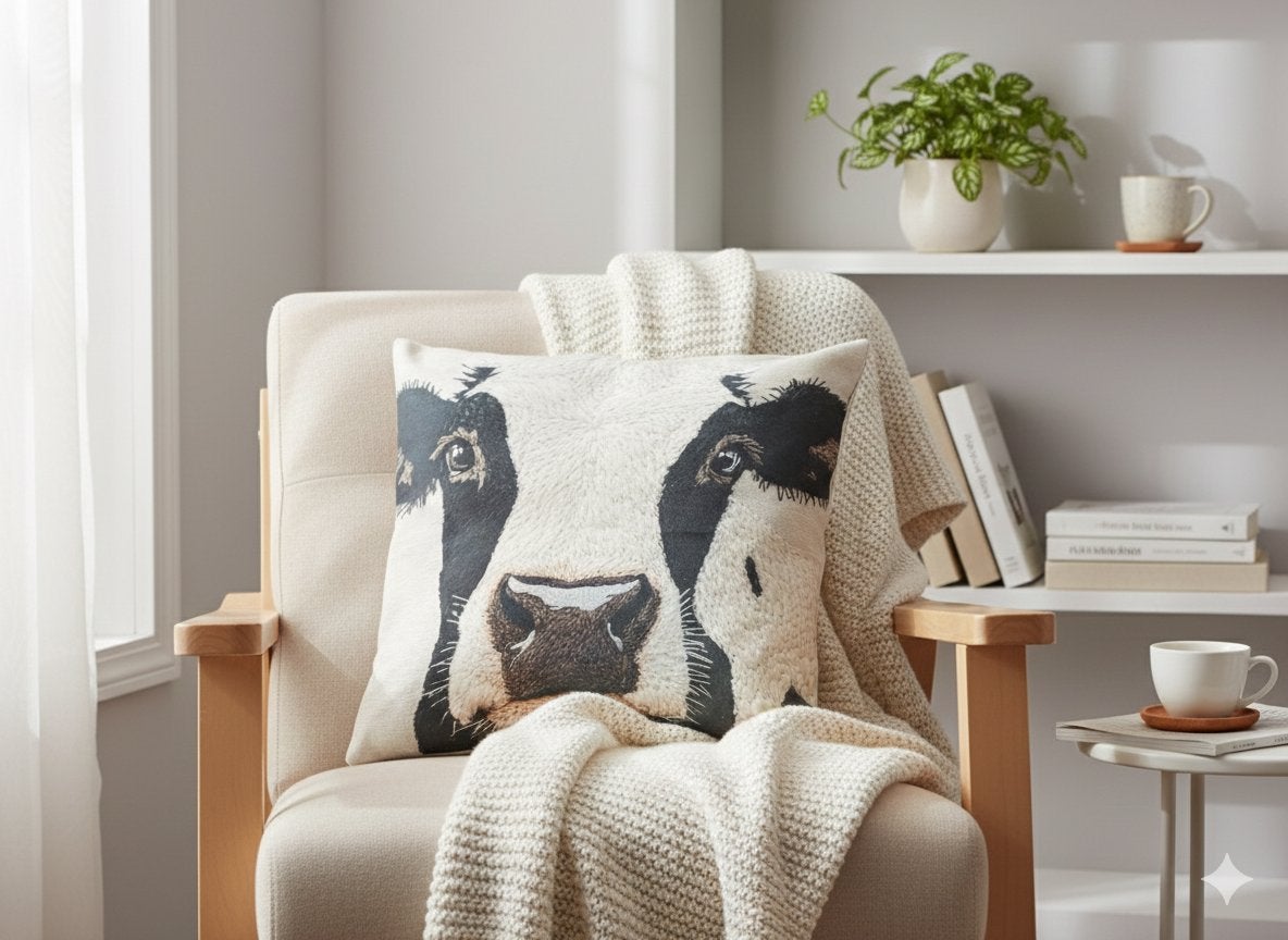 NIEUW !! Superleuk kussenhoesje met zwartbonte koe, Huis en Inrichting, Woonaccessoires | Kussens, Ophalen of Verzenden, Nieuw