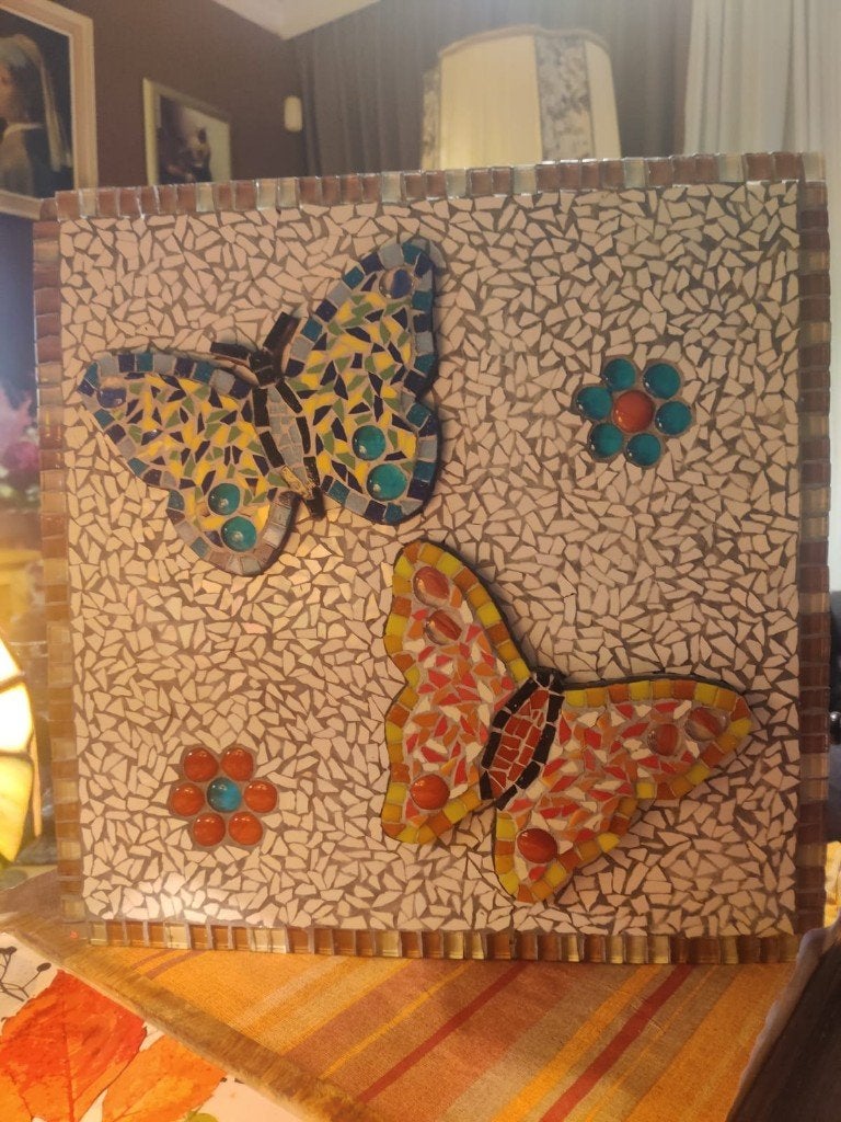 Handgemaakt Mozaïek Kunstwerk – Vlinders – 40405 cm, Huis en Inrichting, Ophalen, Nieuw