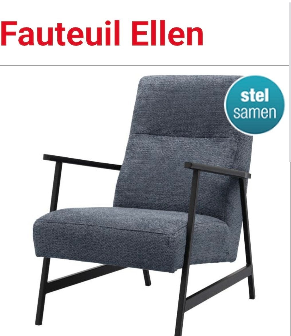 Fauiteuil Ellen -Comfortabele fauteuil  3 stuks, Ophalen, Modern, Scandinavisch, Nieuw, 75 tot 100 cm