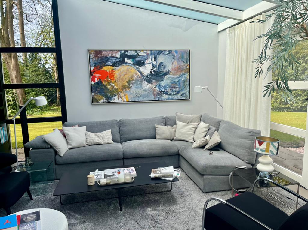 Modulaire bank zuiver linnen, Ophalen, Gebruikt, Stof, Design, landelijk, comfortabel, vintage
