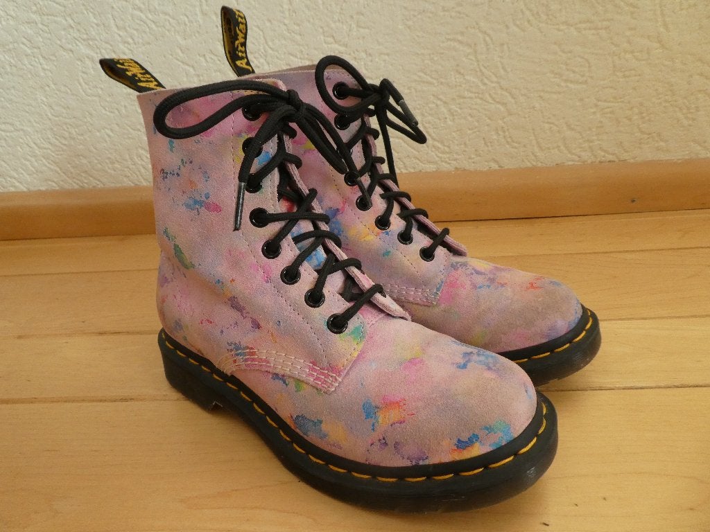 Dr. Martens veterlaarzen maat 37 roze Pascal regenboog verf, Kleding | Dames, Overige kleuren, Verzenden, Lage of Enkellaarzen