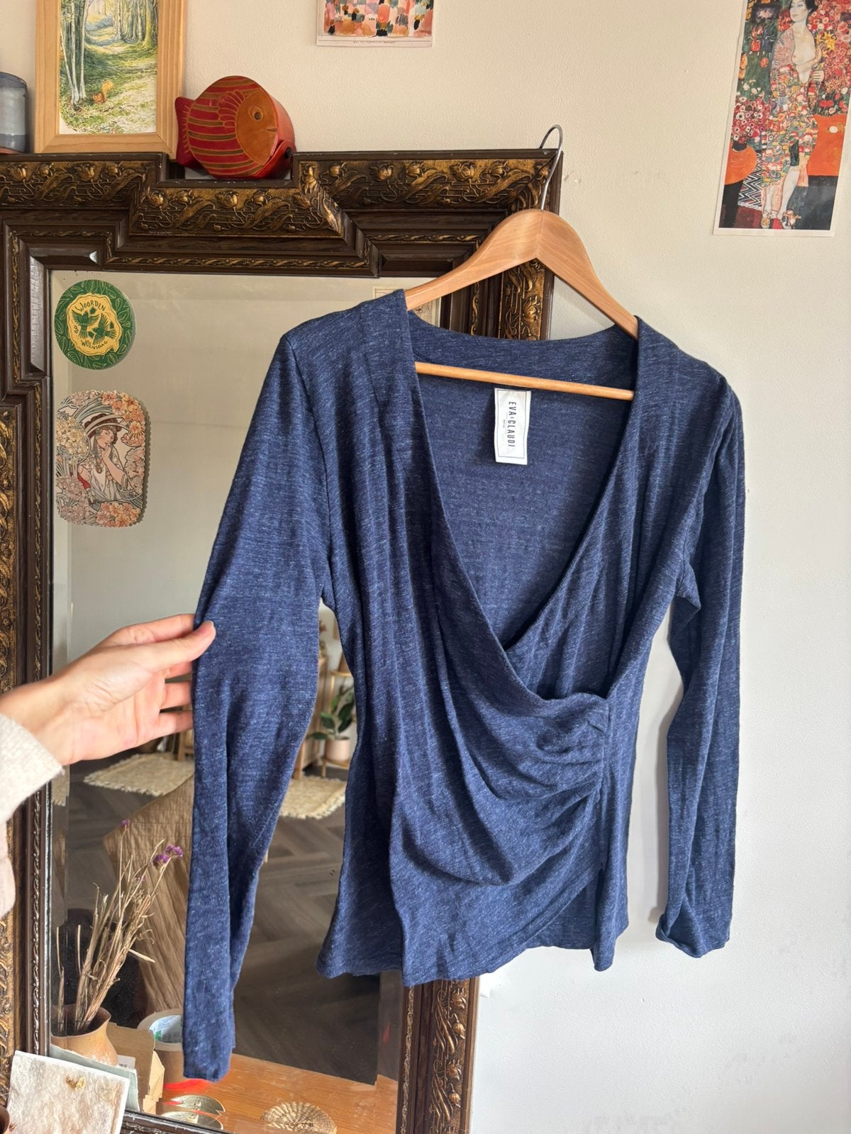 Eva & claudi shirtje overslag, Blauw, Ophalen of Verzenden, Zo goed als nieuw, Lange mouw
