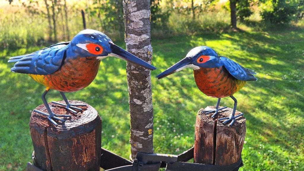 Nieuw metalen ijsvogel, Verzenden, Nieuw, Metaal, Dierenbeeld