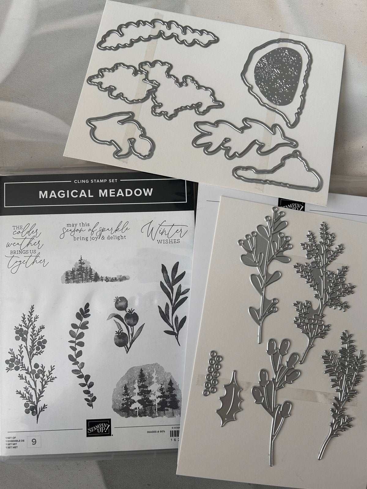 Stampin' Up! Magical Meadow stempelset en stansen, Ophalen of Verzenden, Zo goed als nieuw, EZ-mounted stempel