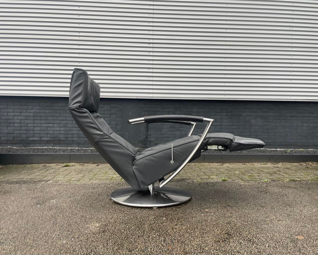 Grijze leren relax fauteuil / relax stoel / relaxstoel, Ophalen of Verzenden, Zo goed als nieuw, Nvt, Nvt