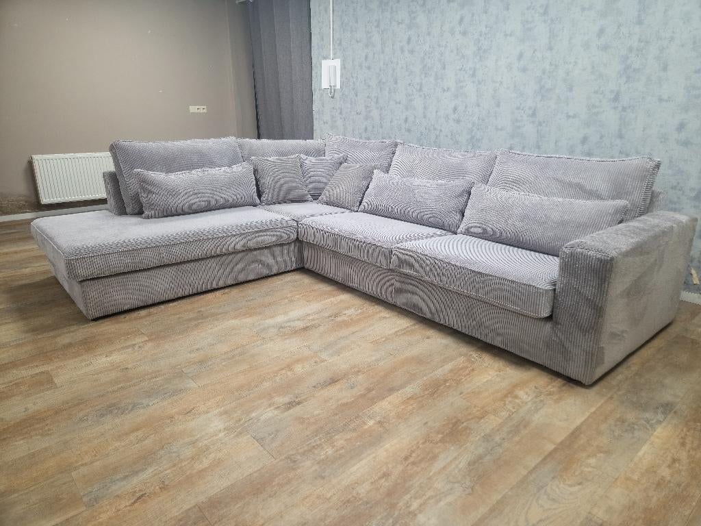ZEER Mooi GRIJS RIBSTOF Hoekbank !!!, Info@banxtel.nl, 3194DC, Ribstof Hoekbank, Hoekbank
