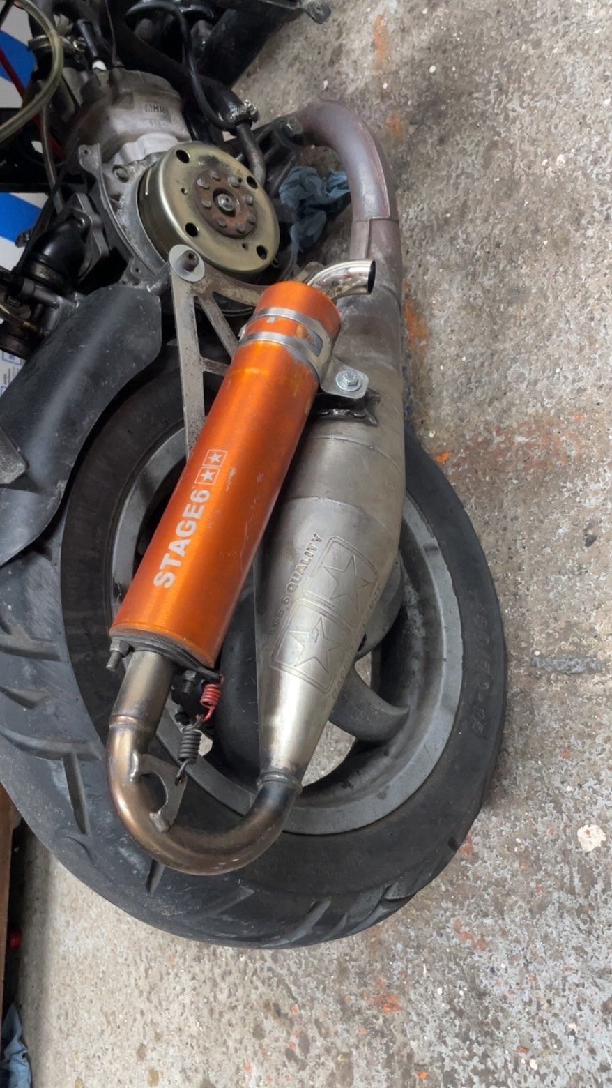Stage6 terugloopuitlaat 50/70 piaggio ac/lc, Fietsen en Brommers, Brommeronderdelen | Scooters, Ophalen, Zo goed als nieuw, Uitlaat