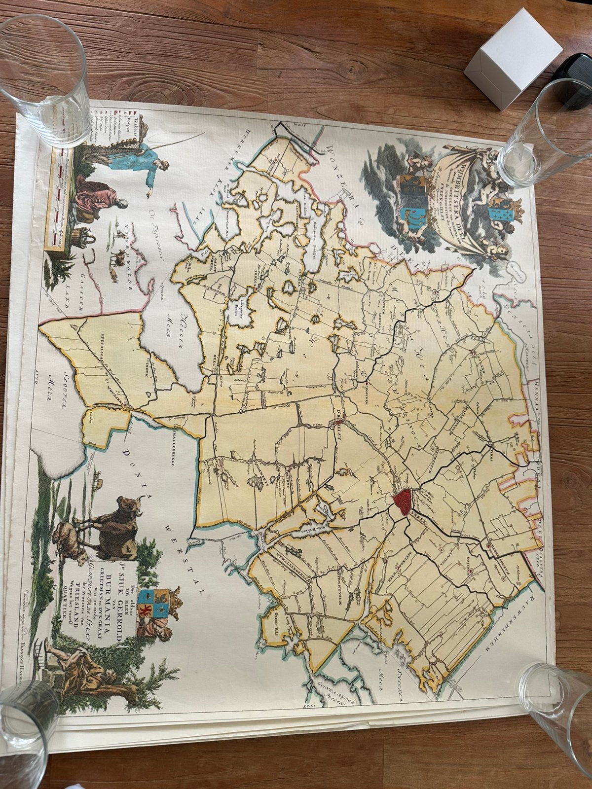 Oude Friese Landkaarten ca. 1750 - Isaak Tirion, Gelezen, Voor 1800, Ophalen of Verzenden, Landkaart
