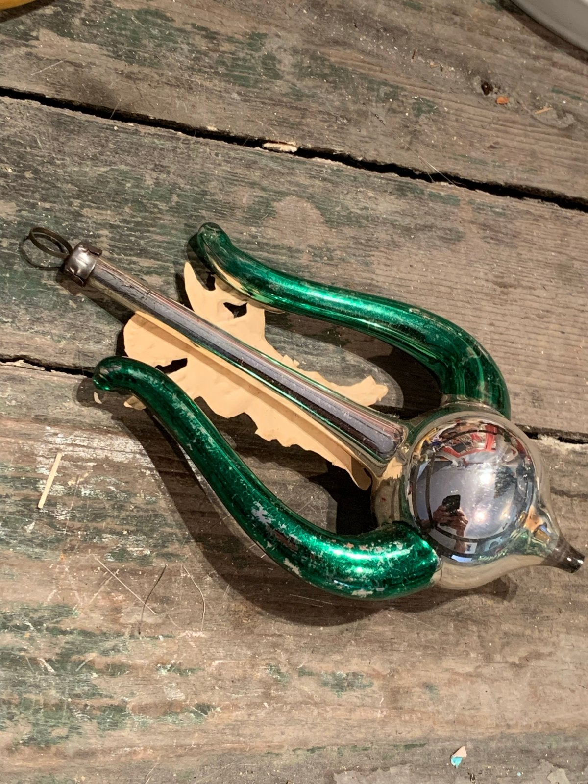 Antieke Kerstbal Harp met Engel - Bijzondere Decoratie, Gebruikt, T, Ophalen of Verzenden, N