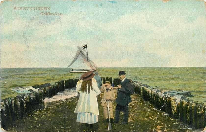 300-181-015 Scheveningen Golfbreker, Verzenden, Voor 1920, Zuid-Holland