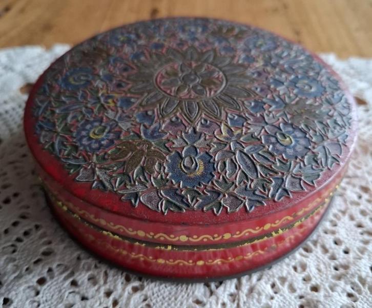 Oud brocante Droste chocolade blikje met bloemen motief, Ophalen of Verzenden, Gebruikt, Overige, Droste