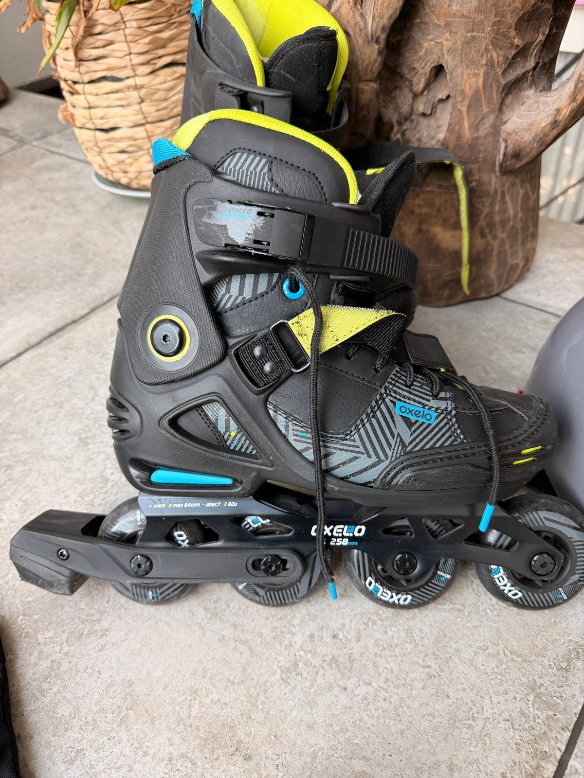 Oxelo Inline Skates met Bescherming en Helm - Maat 42, Overige merken, Gebruikt, Ophalen of Verzenden, Inline skates 4 wielen