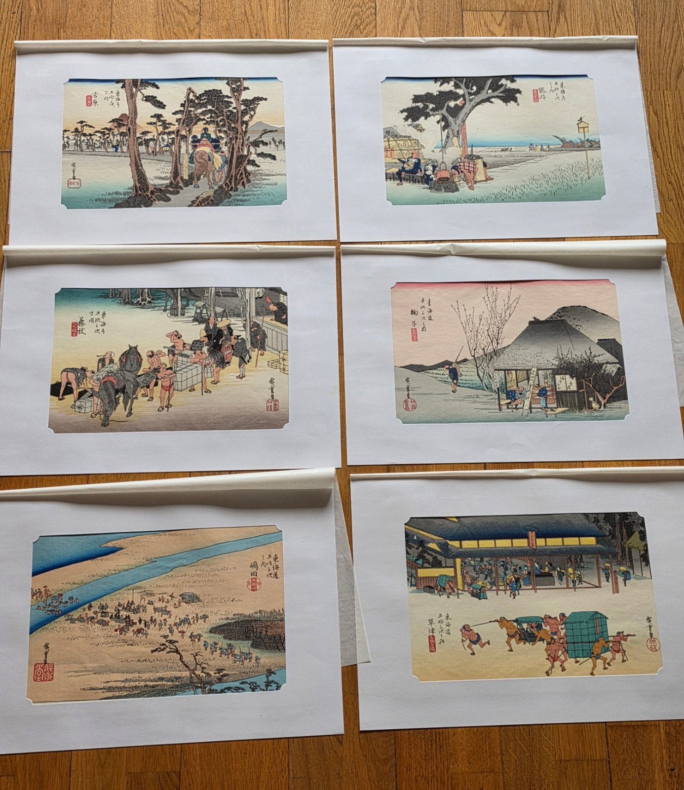 18 japanse prenten Ando Hiroshige Tokaido, Antiek en Kunst, Kunst | Niet-Westerse kunst, Ophalen of Verzenden