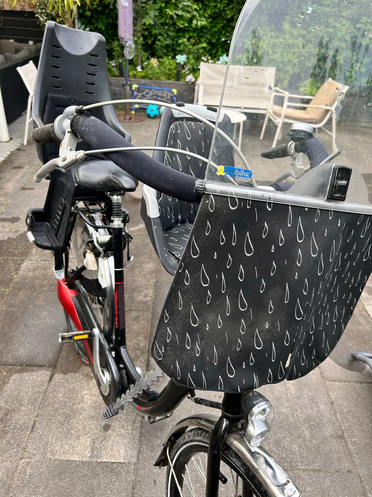 Fiets met Bobike voor- en achterzitje, Fietsen en Brommers, Fietsaccessoires | Fietsstoeltjes, Ophalen, Achterzitje, 9 t/m 18 kg