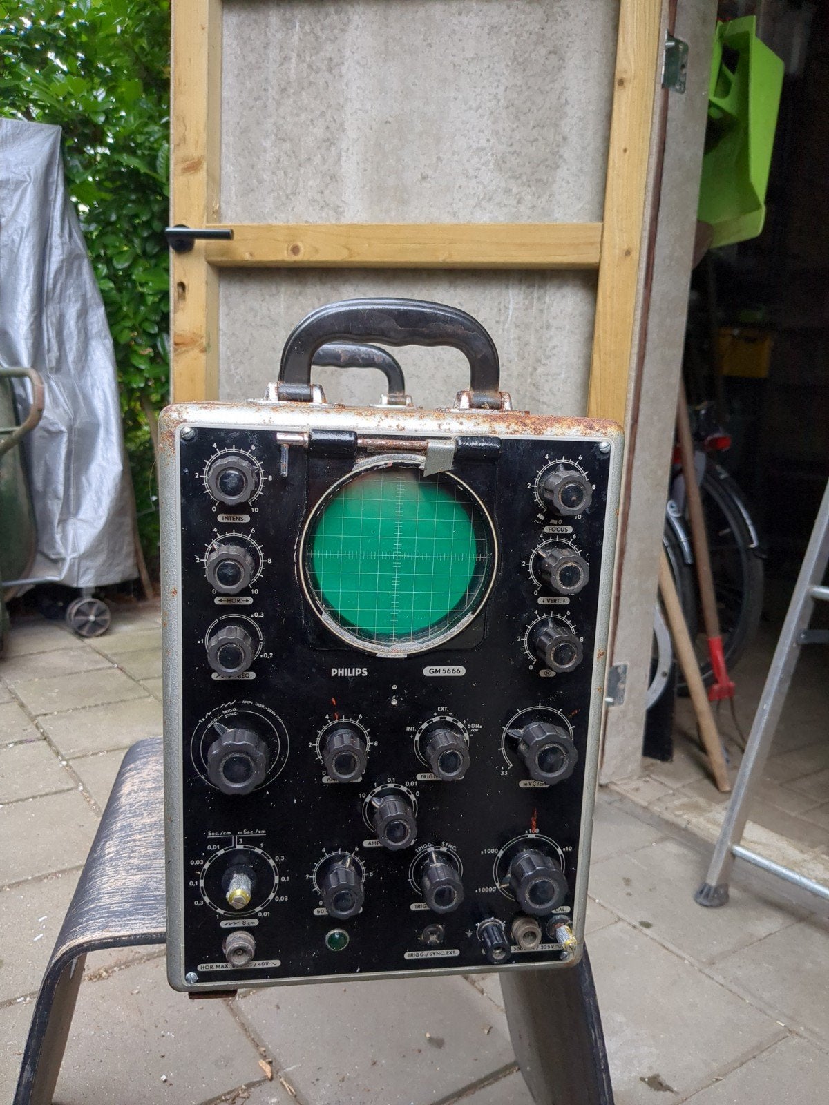 Philips GM5666/02 Oscilloscoop -  Testapparatuur '50/'60, Doe-het-zelf en Verbouw, Meetapparatuur, Ophalen, Gebruikt, Elektriciteit
