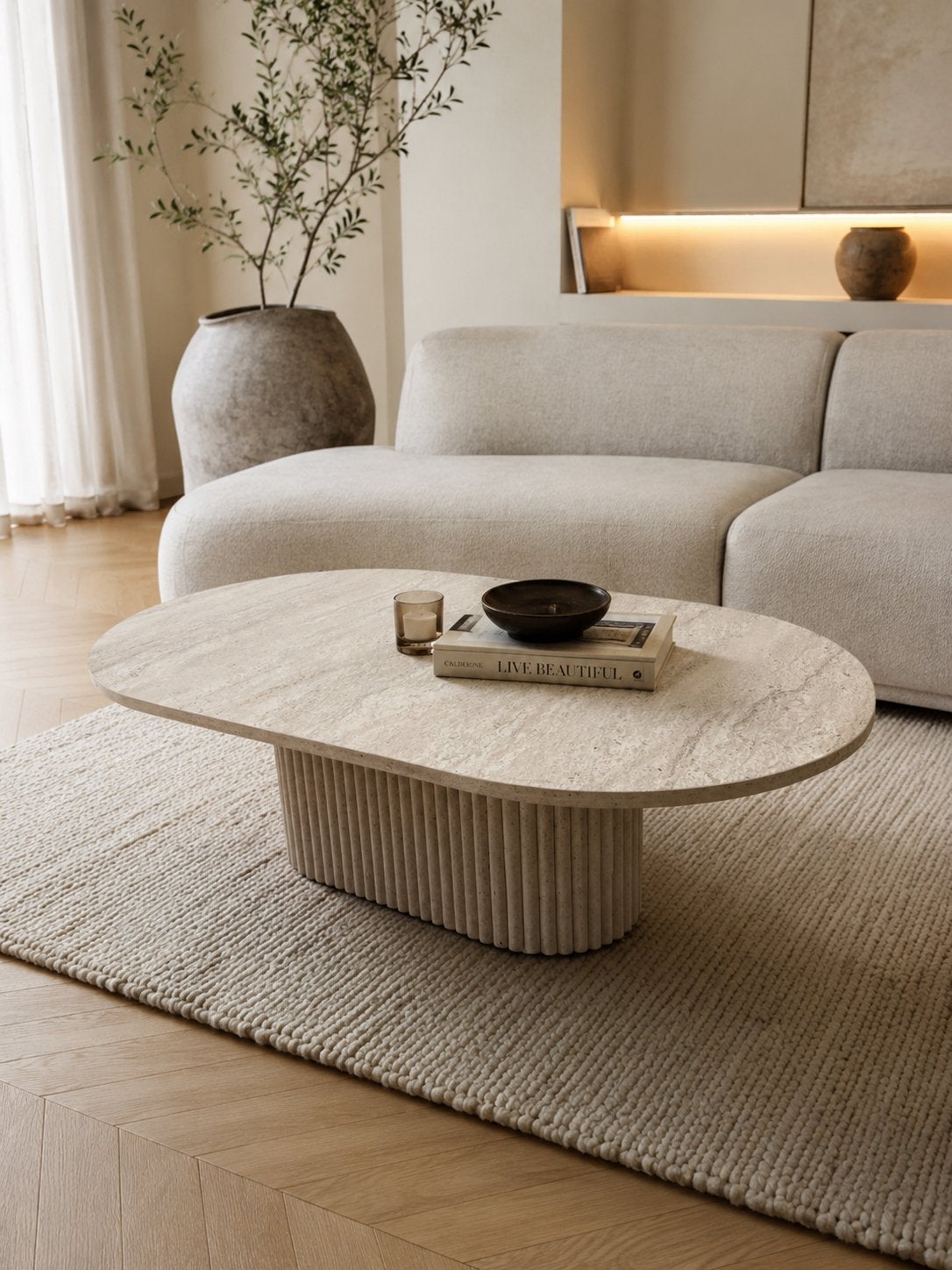 Travertin look tafel nieuw, Ophalen, Nieuw, Rechthoekig, 50 tot 100 cm
